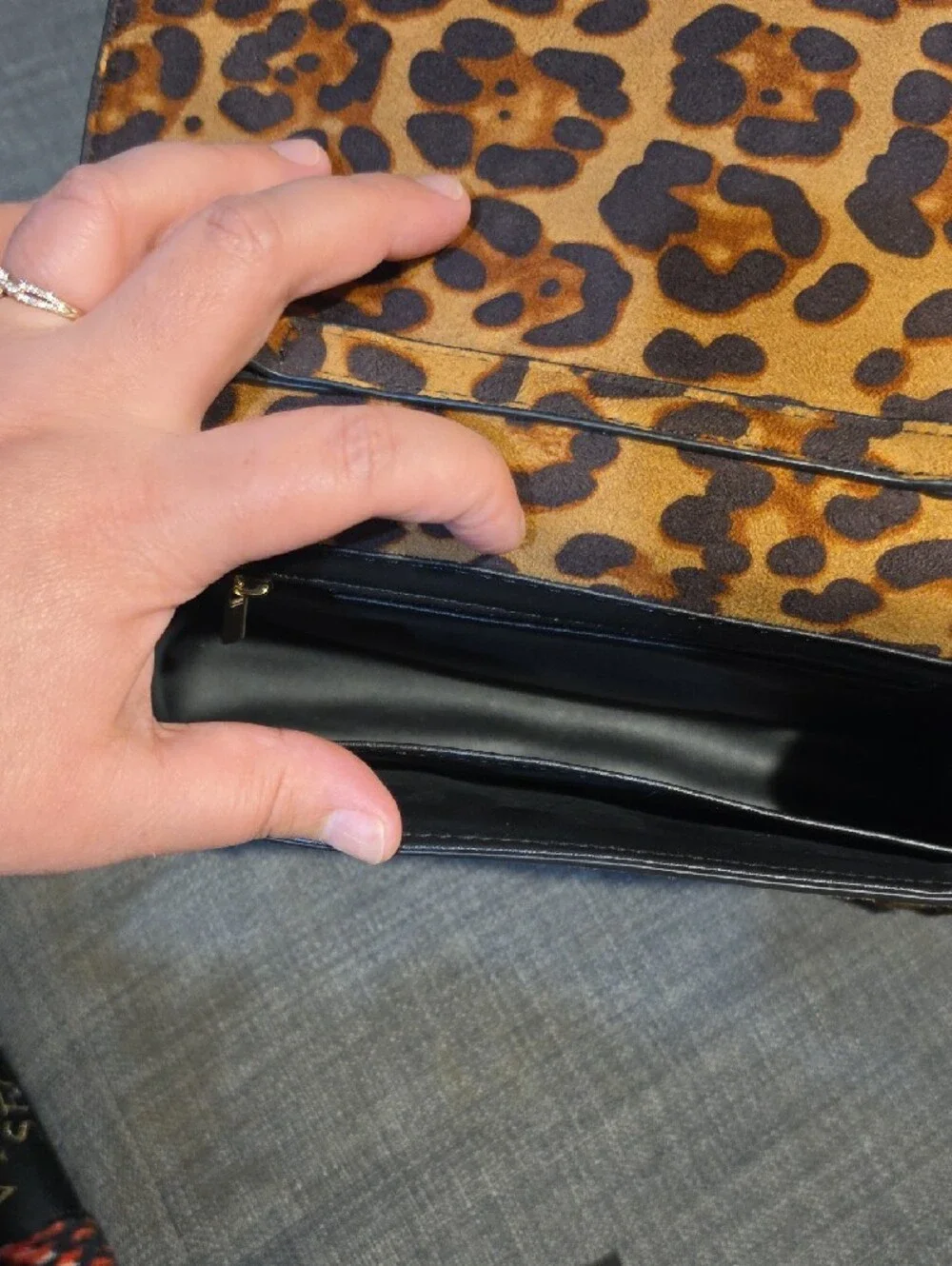 Leopard Print Women's Clutch Bag - Brown
